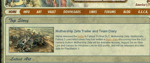 Bethesda: "Mothership Zeta" последнее DLC для Fallout 3